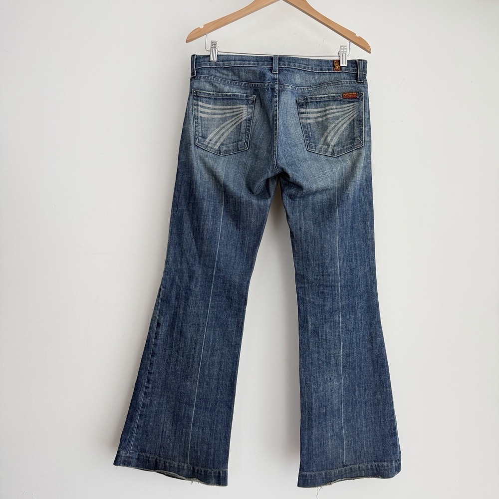 7 for all Mankind Jeans Womens 29 Dojo Boot Cut Flare Distressed Western Stretch